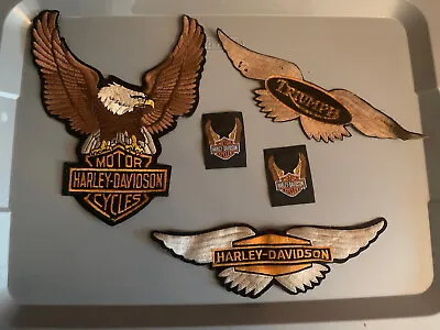 Vintage Harley Davidson Large Brown Eagle Bar And Shield Triumph Logo Patch Lot • $79.99
