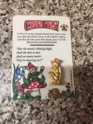 £8 • Buy Cornish Piskie Charm GOLD PLATED 4cm Brand New Sealed Packaging 