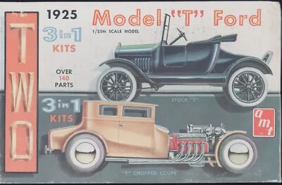 Amt 3 In 1 Car Kit 1925 Model T Ford & Hot Rod Chopped T Coupe Plastic Model Kit • $16