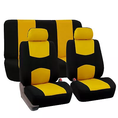 Car Seat Covers Yellow Black For Auto Car W/Two Headrests Cover • $31.99