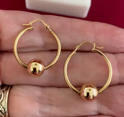 14K Solid Yellow Gold Glossy Cape Cod Hoop Earrings  1.7 Grams Snap Lever 1  • $249