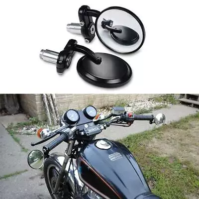 Round Motorcycle Rear View Side Handle Bar End Mirrors For Yamaha YZF R6 R3 R1 A • $17.96