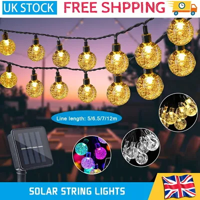 30 50 100 Led Solar Retro Fairy Light String Garden Party Crystal Ball Lights Uk • £5.99