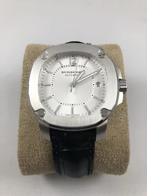 $900 • Buy Authentic Burberry BBY1600 Women Automatic Alligator Watch Black Silver