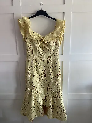 Jarlo Off Shoulder Yellow Dress Size10 Worn Once To A Weddingperfect Condition • £30