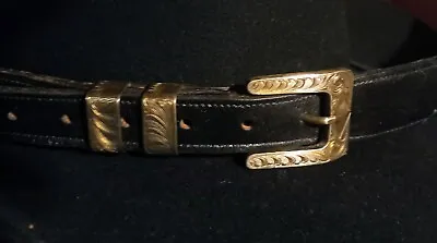 Vintage Chet VOGT 4-Pc.  Engraved Sterling Silver Buckle Set Lucchese Blk Belt! • $750