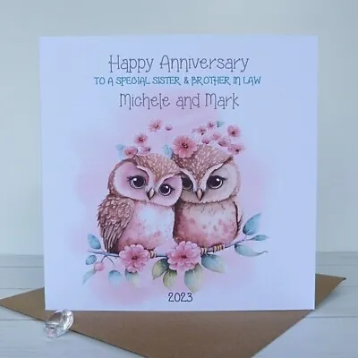 £3.99 • Buy Personalised Wedding Anniversary Card Twin Owls  1st 2nd 3rd 4th 5th  (MN)