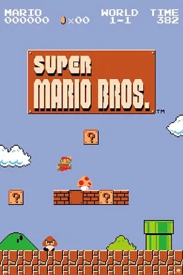 NINTENDO SUPER MARIO BROS LEVEL 1 ONE POSTER NEW 24x36 FREE SHIPPING • $14.99