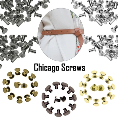 £4.99 • Buy Arc Belt Screw Leather Craft Chicago Nail Brass Solid Rivet Stud Head For Bags