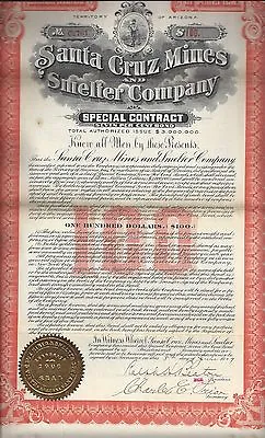 Santa Cruz Mines And Smelter Company....1907 Special Contract Bond • $33.25