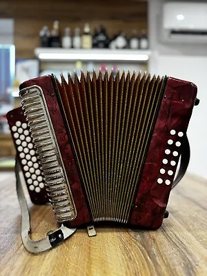 Hohner CORONA II Red Pearl Button Accordion Key B-Es-As Made In Germany • $649