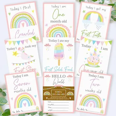 Rainbow Baby Milestone Cards • Baby Shower Gift • New Baby Gift • Baby Girl Card • £5.99