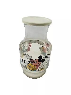 1986 DISNEY Mickey Minnie Daffy Duck Glass Carafe Pitcher Decanter Vase W Lid • $11.48