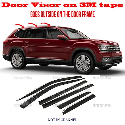 2S Tape Smoke Door Window Vent Visor Deflector ⭐6pcs⭐ Volkswagen Atlas 2018-2023 • $59.87