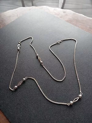 Vintage 835 Silver Long Link Station Necklace Modernist Design   33 3/4  • $79.99