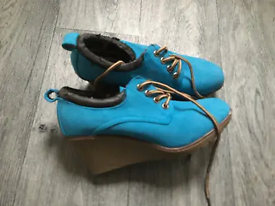 Ladies Wedge Shoes  Size 7 F Blue   New Bit Slight Peeling On Rim See Photo • £4.99