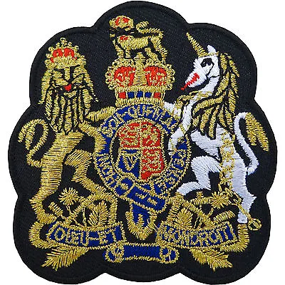 Royal Coat Of Arms Embroidered Patch Iron / Sew On Badge UK British Gold Crown • £2.79