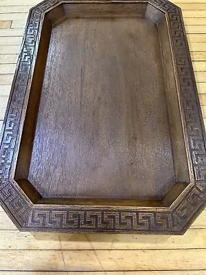 Vintage MCM Faux Westwood Large Charcuterie Serving Tray Greek Key 21x14.5” • $32.50