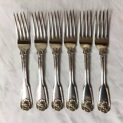 Set Six 1833 William Chawner II Solid Silver Fiddle Thread & Husk Dinner Forks • £825