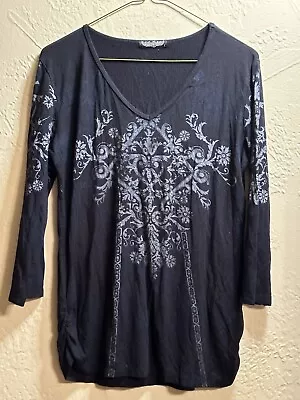 Vanilla Sugar Black Jersey L Embellished Top 3/4 Sleeves • $12