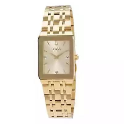 Bulova Quadra Quartz Diamond Champagne Dial Men's Watch 97D120 • $225.25