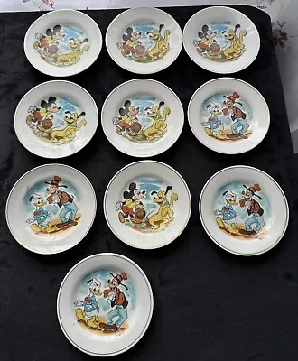 Lot Of 10 Vintage Marx Toys Japan Disney Mini Child Tea Plates Mickey Goofy • $18