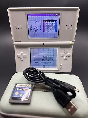 Nintendo DS Lite White With Original Stylus And USB Charge Cable *AUS* With Game • $89