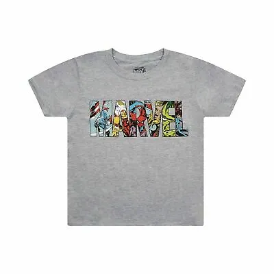 Marvel Kids T-shirt Logo Avengers Characters Grey 7-13 Years Official • £9.99