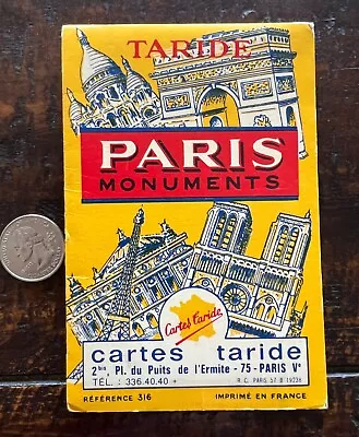 Paris MONUMENTS Vintage Plan Folding Map Book 1972  TARIDE France Tourists • $14.99