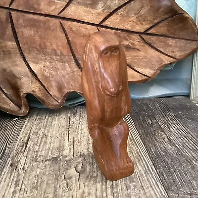 Vintage Hand Carved Wooden Monkey Mid Century Modern Hear No Evil Figurine • $15.19