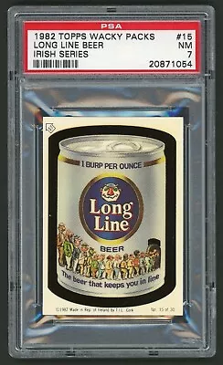 1982 / 85 Topps Wacky Packages Sticker Irish Series #15 Long Line Beer PSA 7 • $72.89