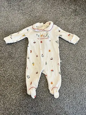 Next Sleepsuit Baby Grow Unisex My First Christmas Up To 1 Month Xmas Preowned • £7.99