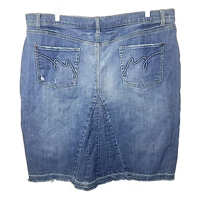 Mossimo Supply Co Skirt Womens 18 Blue Jean Raw Hem Kick Pleat Stretch Denim • $33.35