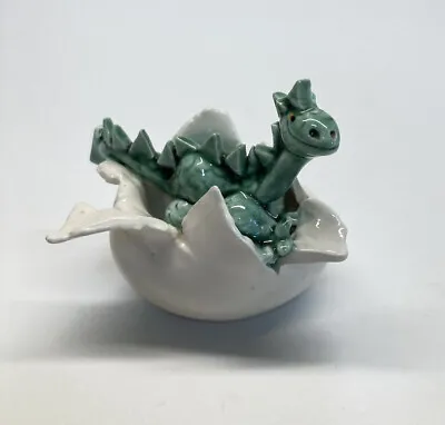 $19.50 • Buy Baby Dragon Hatchling In Egg Fantasy Whimsical Figurine Ceramic Artisan Signed