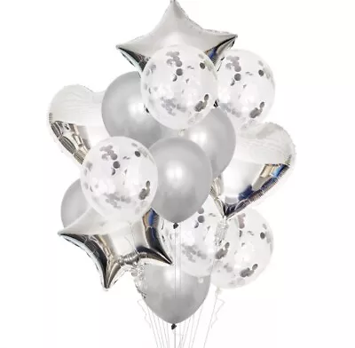 Birthday Wedding Baby Shower Party Star Heart Foil Confetti Latex Balloons Set✨ • $7.50