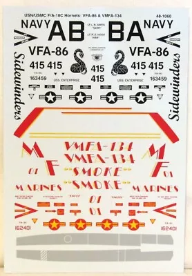 Super Scale #48-1060 F-18C Hornet 1/48 Scale Decals • $22