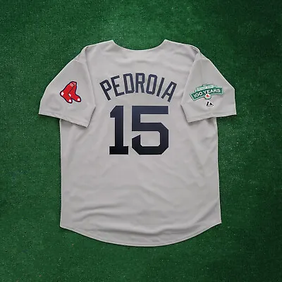 Dustin Pedroia 2012 Boston Red Sox Grey Road Men's Jersey W/ Fenway 100th Patch • $129.99