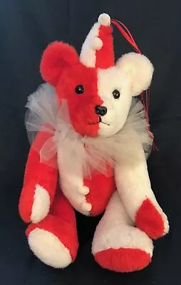 Vintage TEDDY BEAR 18  Jointed Plush Red White Wind-Up Musical SEND IN CLOWNS • $47.89