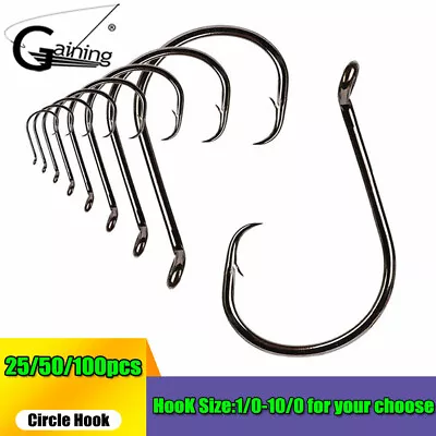 100/50/25pcs 7385 Fishing Octopus Circle Hook Sharpened Hook Fishing Tackle • $7.47