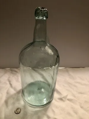 1880’s Demijohn Crude Blobtop Extra Glass Squeeze On Neck Unique Antique Bottle • $251.23