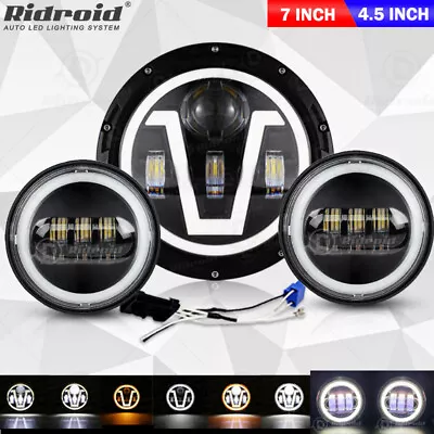 7  Inch LED Headlight + 4.5  Fog Light For Yamaha V-Star XVS 650 950 1100 1300 • $65.99