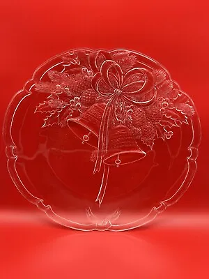 Mikasa Crystal Holiday Bells Christmas Themed CANDY Platter 14.75   RC197/516 • $27