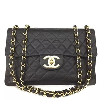 CHANEL Maxi Jumbo 34 Quilted Matelasse XL Lambskin W/Chain Shoulder Bag/7Y0201 • $1400