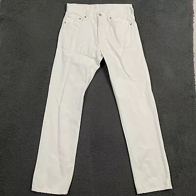 Vintage Levis Jeans Mens 33 White Denim 501 XX Straight Fit Button Fly 33x34 • $39.63