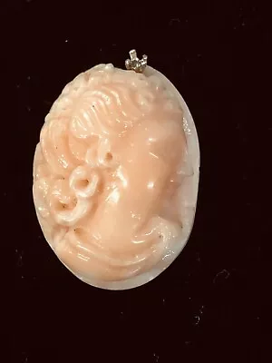 Vintage Carved Coral Cameo Light Pink Salmon 4.7g/23.70ct • $220