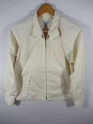 Vintage 70s Sears Racer Jacket Men Ivory Full Zip • $19.99