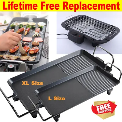 Electric Large Size Teppanyaki Grill Barbecue Table Top Griddle Party Indoor Use • £35.63