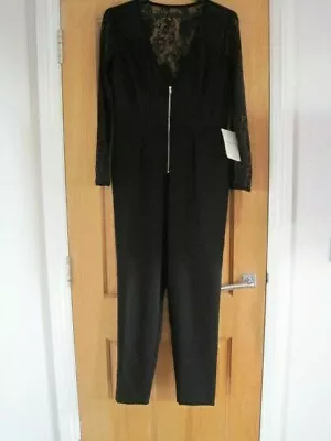 Women's WEBWEAR Sample (1 Off) Black Lace Backed Jumpsuit/catsuit Size 10 BNWT + • £17