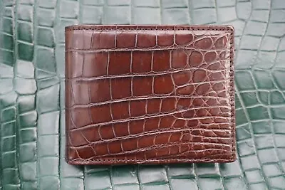 Double Side Brown Genuine Crocodile Alligator Skin Leather Men's Bifold Wallet • $75