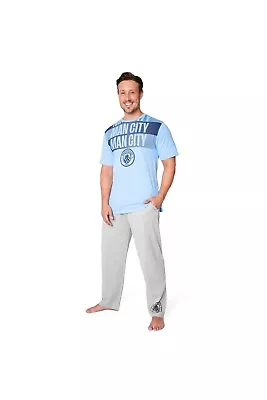 Manchester City Fc Mens Pyjama Set - Bottoms And T-Shirt Short Sleeves • £20.45